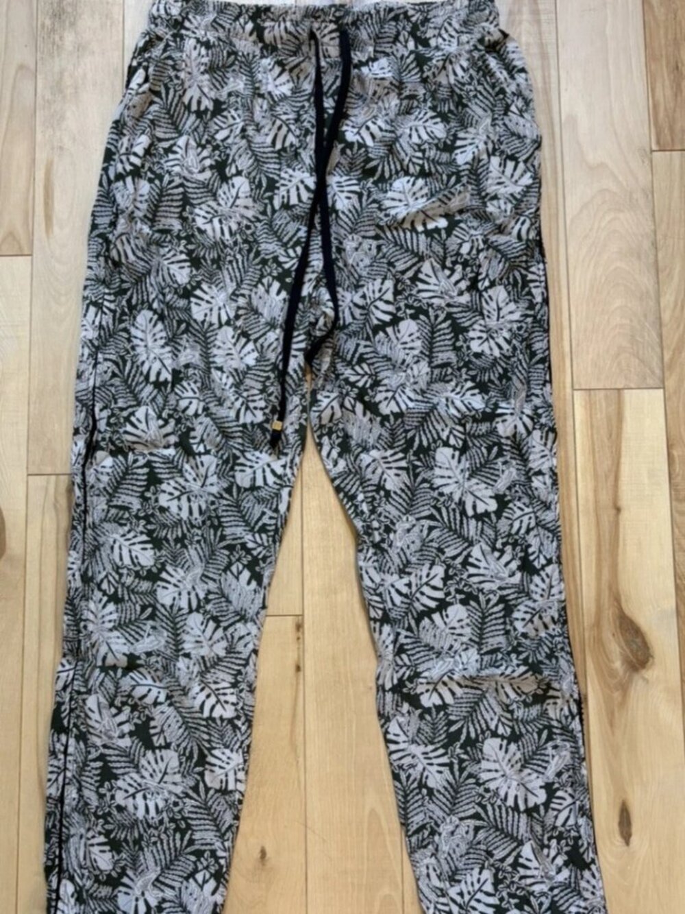 FRNCH leaf print botanical green lightweight tapered pants Medium